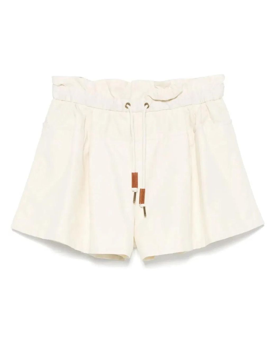 Moncler Natural Shorts With Layered Design And Drawstring On The Front