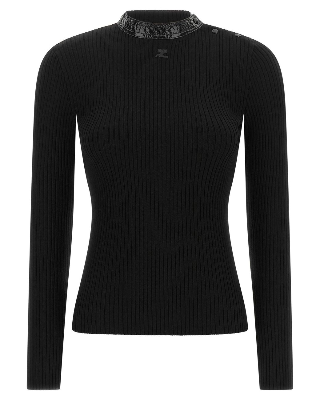 Courreges Black Vinyl Collar Sweater