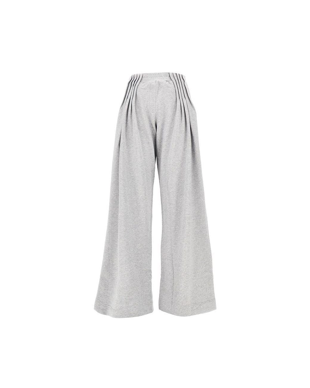 Dries Van Noten Gray Wide-Leg Pleated Sweatpants