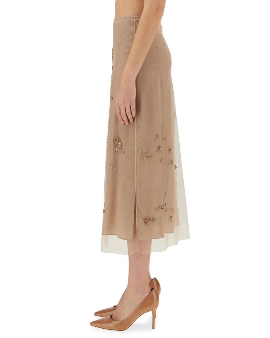 Fendi Natural Antiqued Tulle Skirt