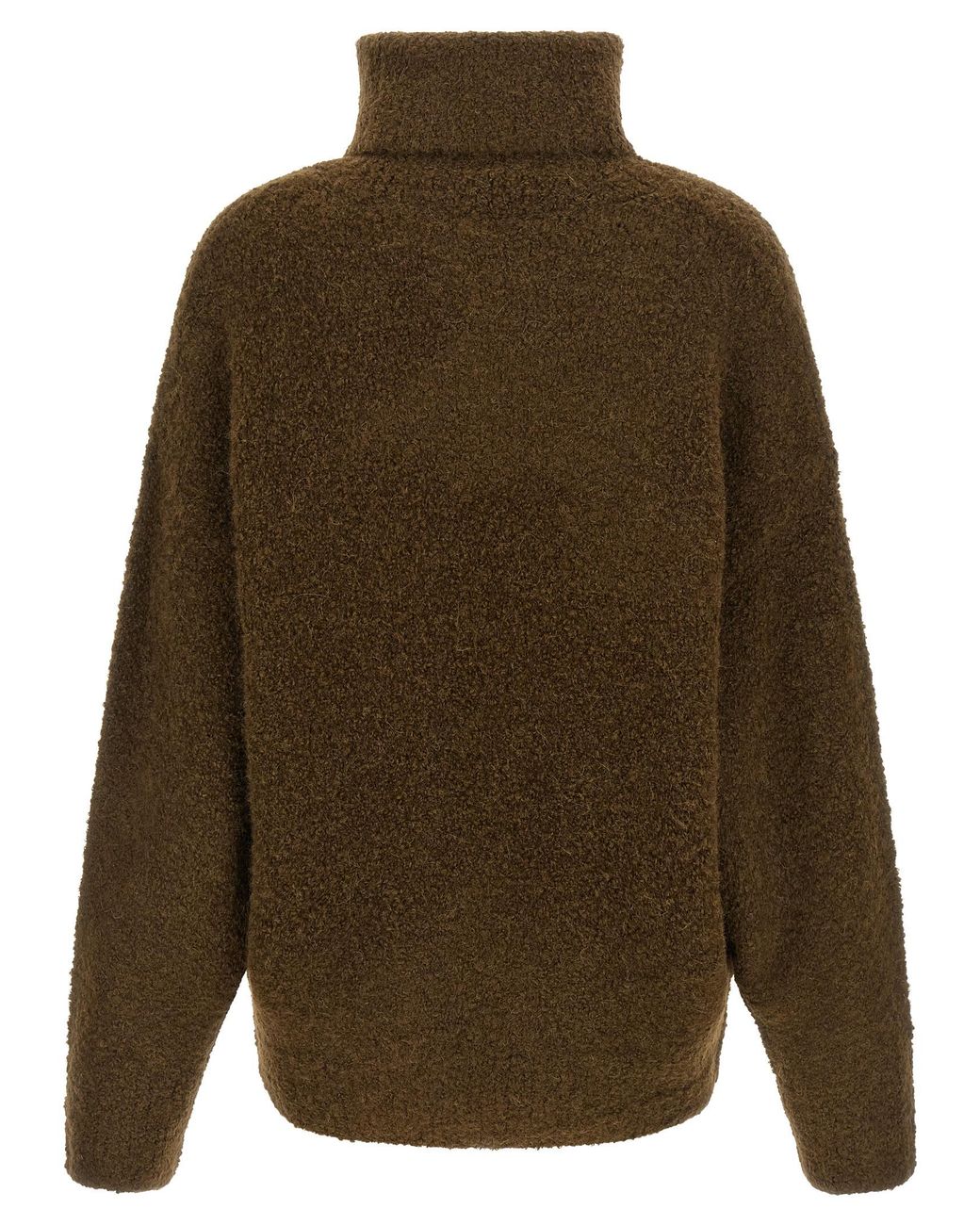Totême  Green Bouclé Turtleneck Sweater