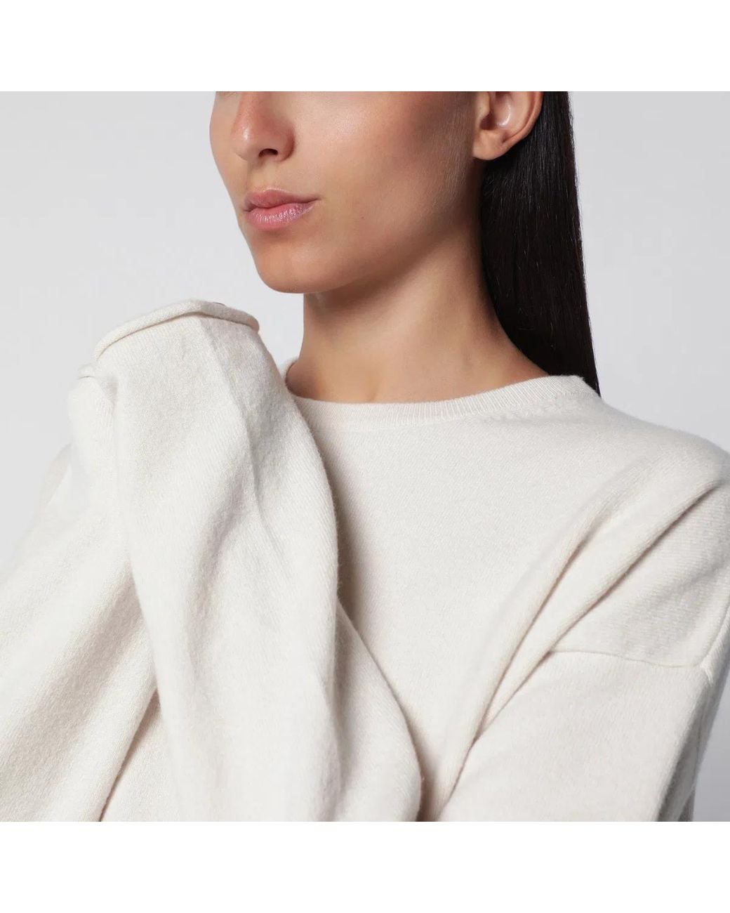 Extreme Cashmere Gray Paolo Bone Cashmere Crewneck Sweater