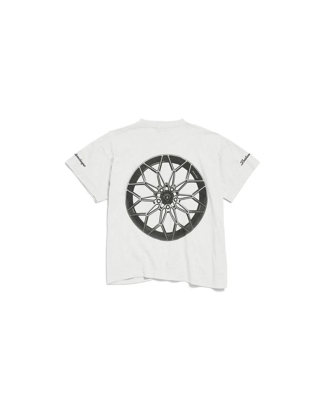 Balenciaga White Lamborghini Oversized Printed Cotton-Jersey T-Shirt for men