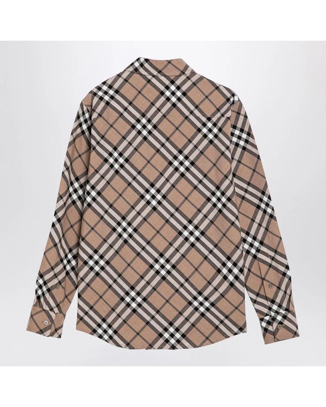 Burberry Gray Check Pattern Wool Shirt