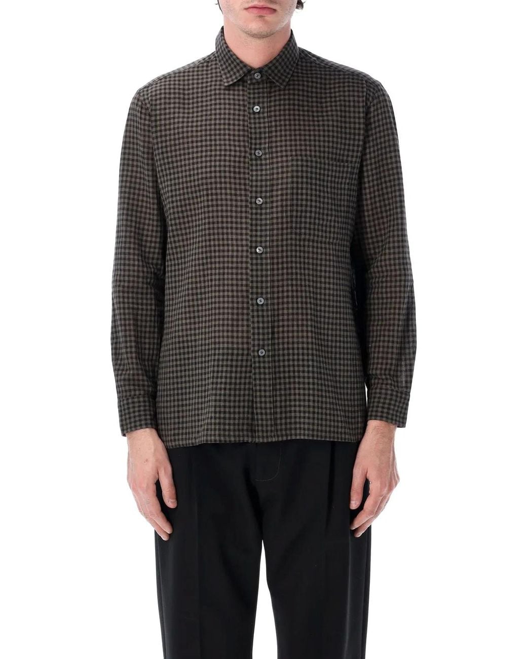 Salvatore Piccolo Gray Tahiti Check Shirt for men