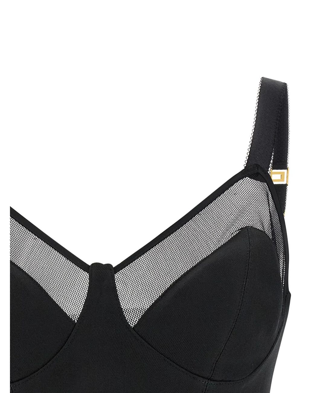 Elisabetta Franchi Black Cool Wool And Tulle Top