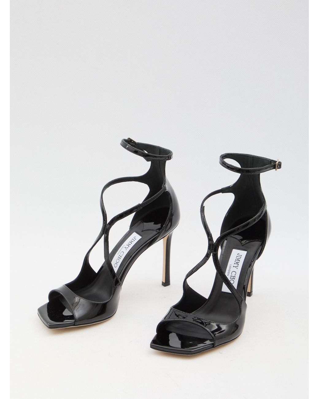 Jimmy Choo Black Azia Patent Leather Sandals