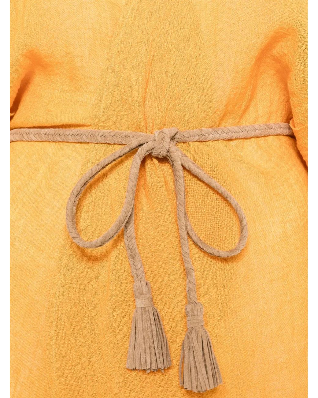 120% Lino Orange Long Dress