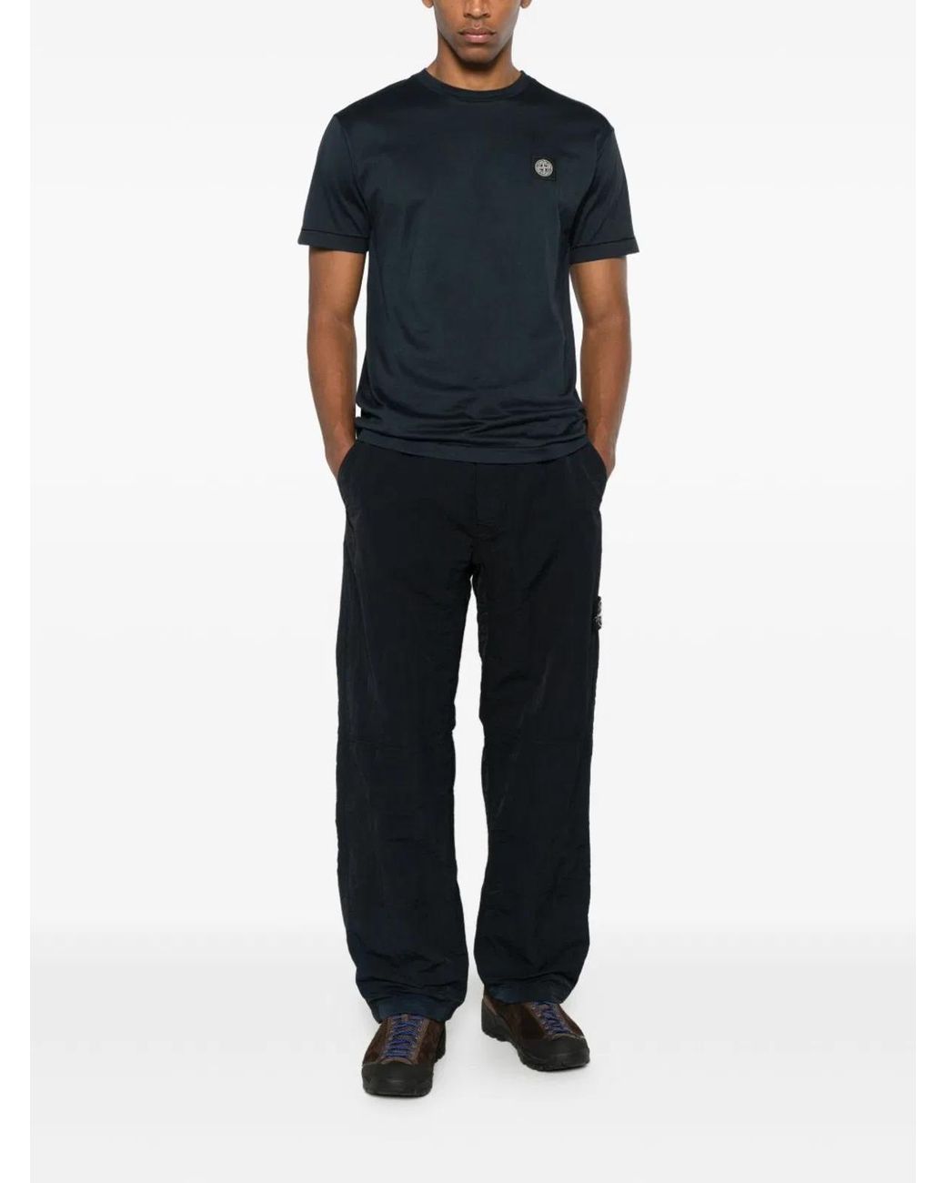 Stone Island Black Slim Fit T-Shirt With Compass Patch for men