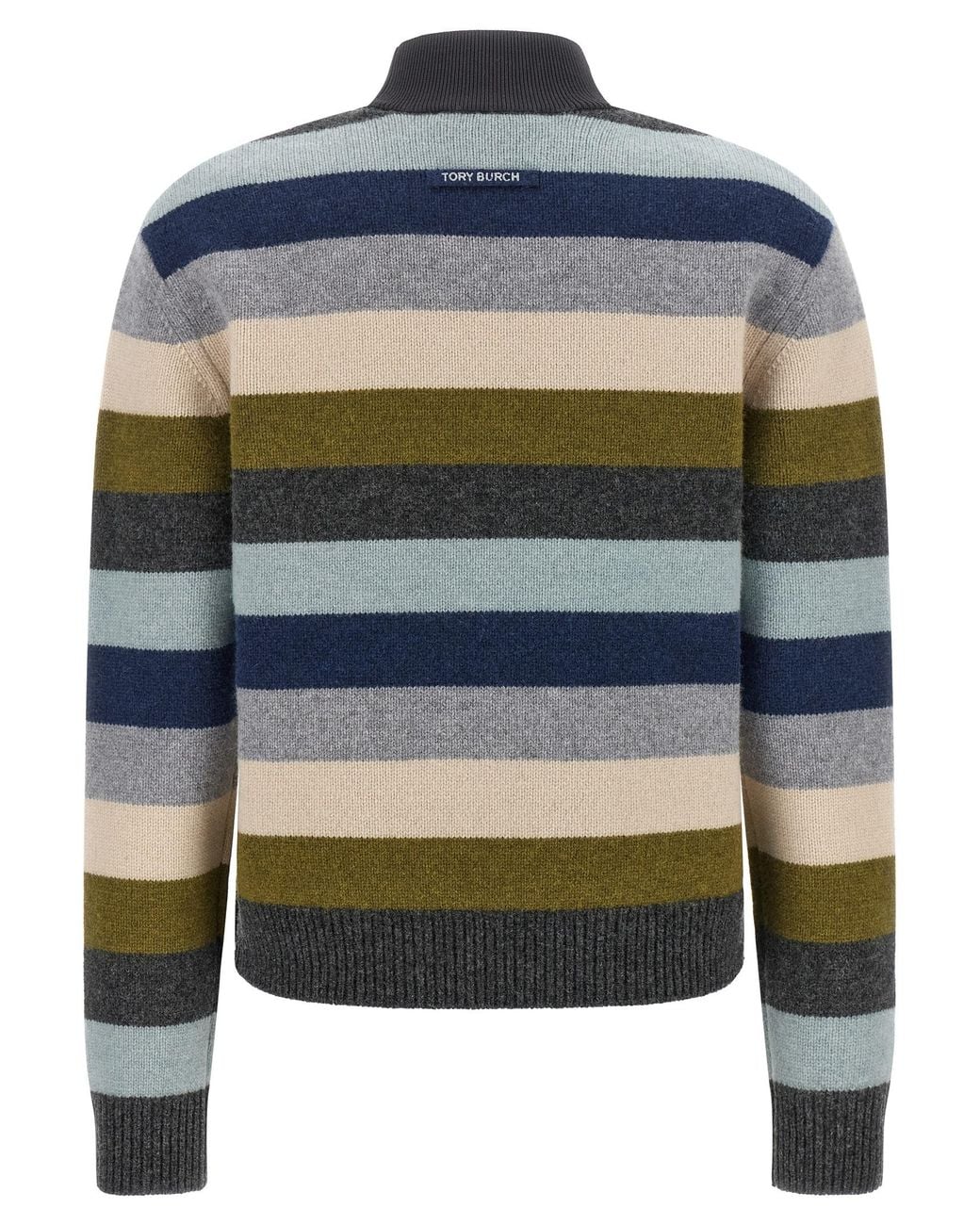 Tory Burch Blue Striped Wool Sweater
