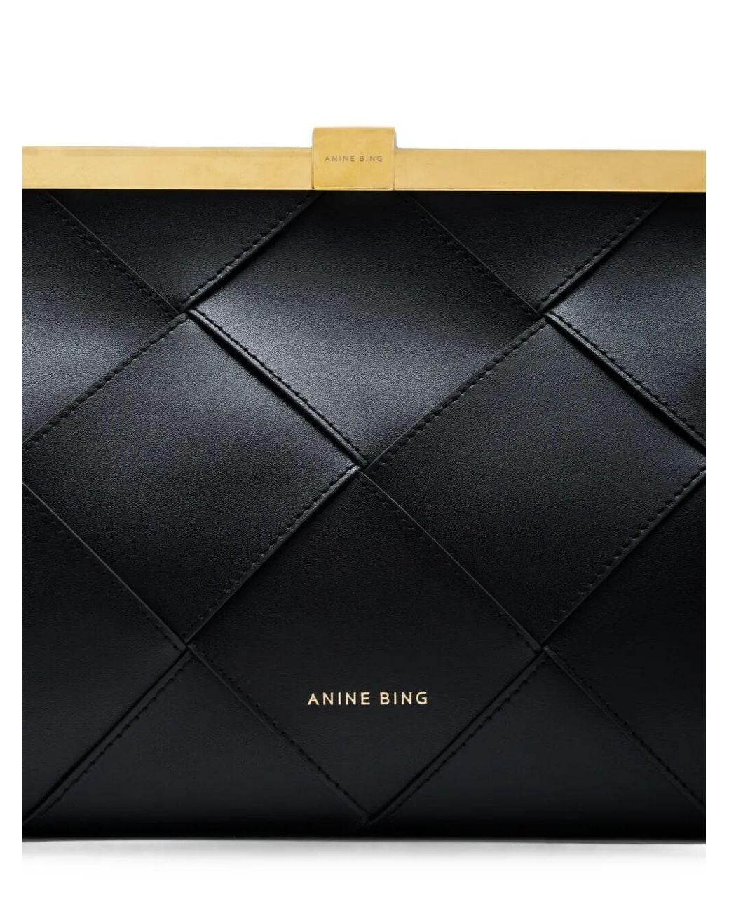 Anine Bing Black "Anine" Clutch Braided Leather