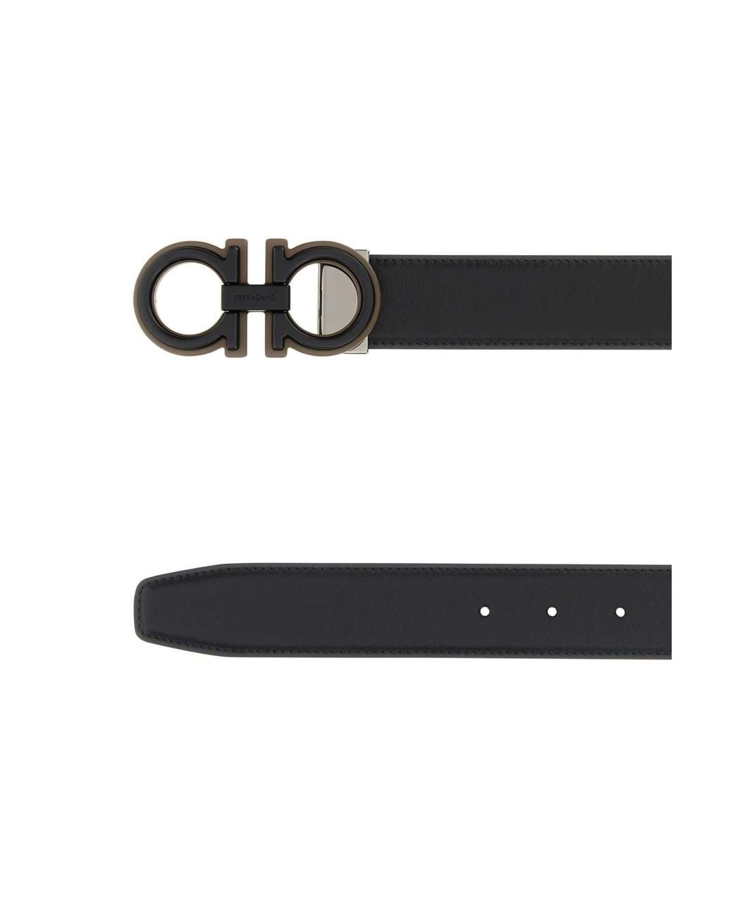Ferragamo Black Double Iconic Hook Belt Buckle With Motion Detail for men