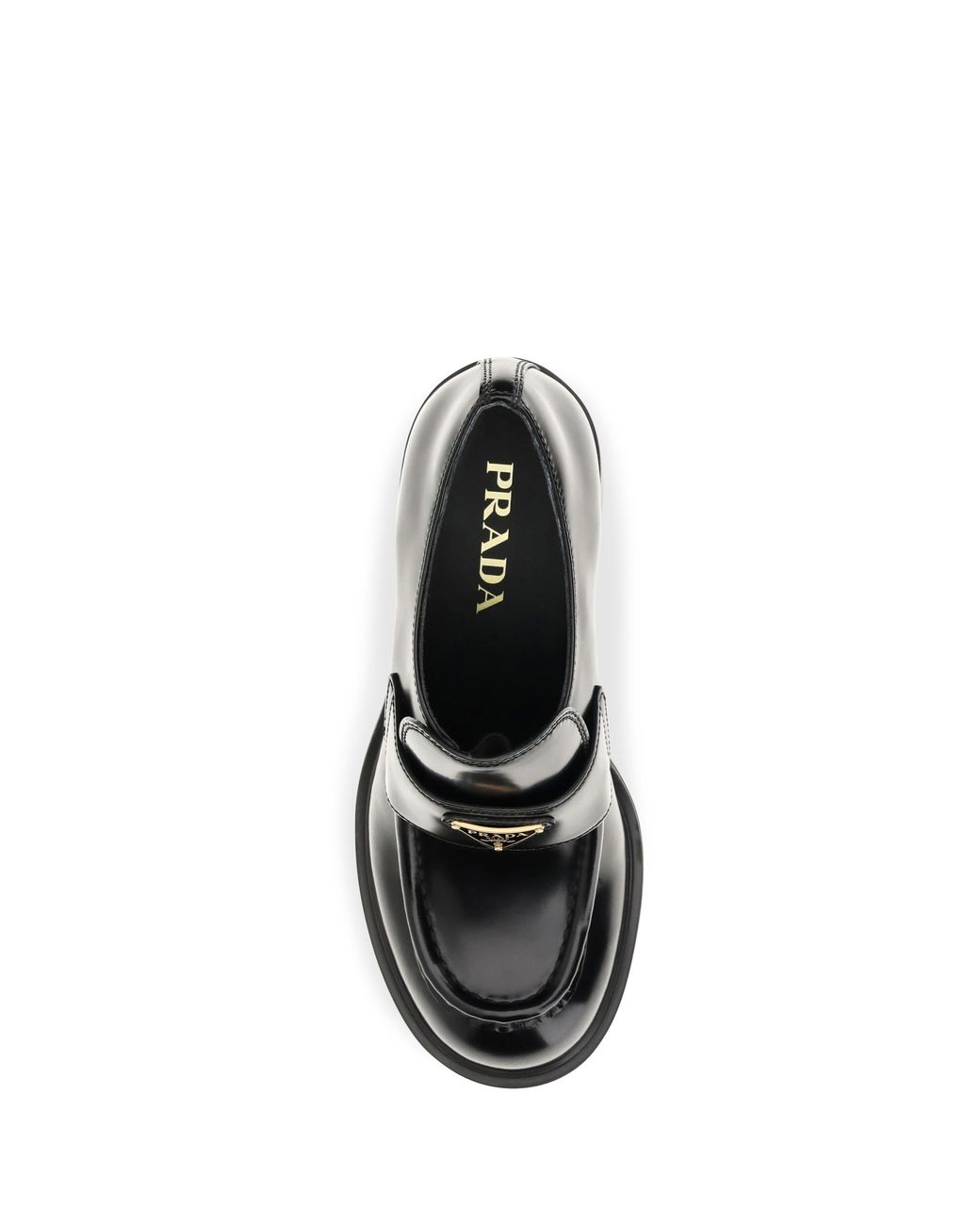 Prada Black Leather Heeled Loafers