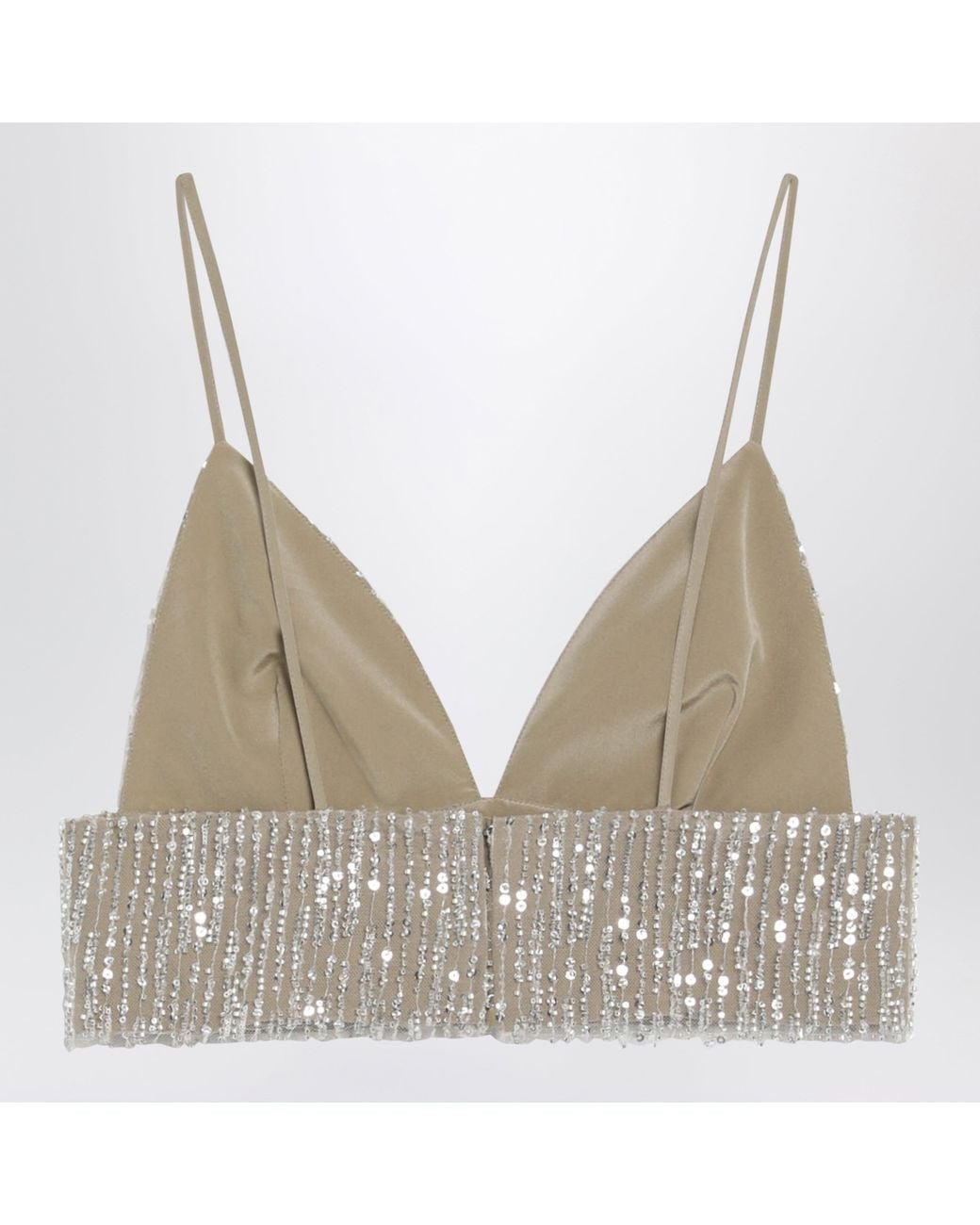 AMI Natural Cropped Top With Sequins