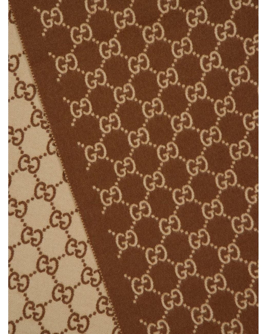 Gucci Brown Gg Cashmere Scarf