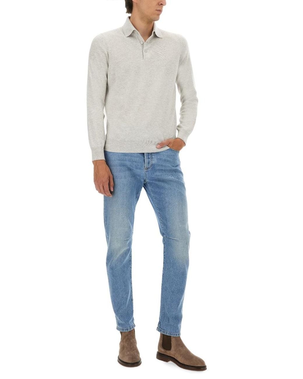 Brunello Cucinelli Gray Cashmere Sweater for men