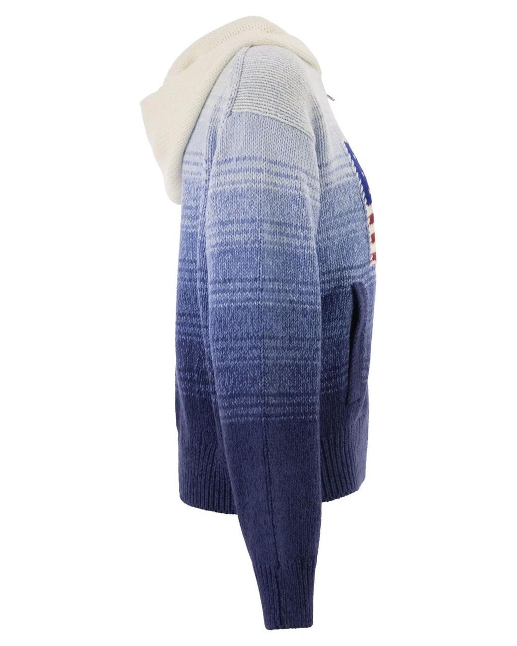Polo Ralph Lauren Blue Ombré Cotton Hooded Jumper