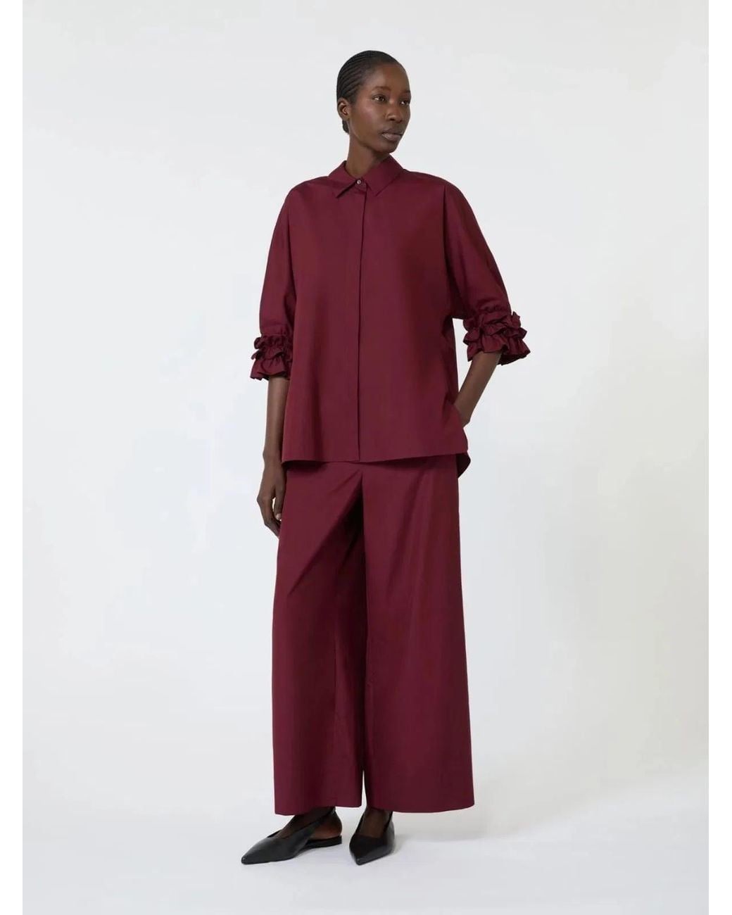 Max Mara Red Cotton Poplin Jogging Trousers