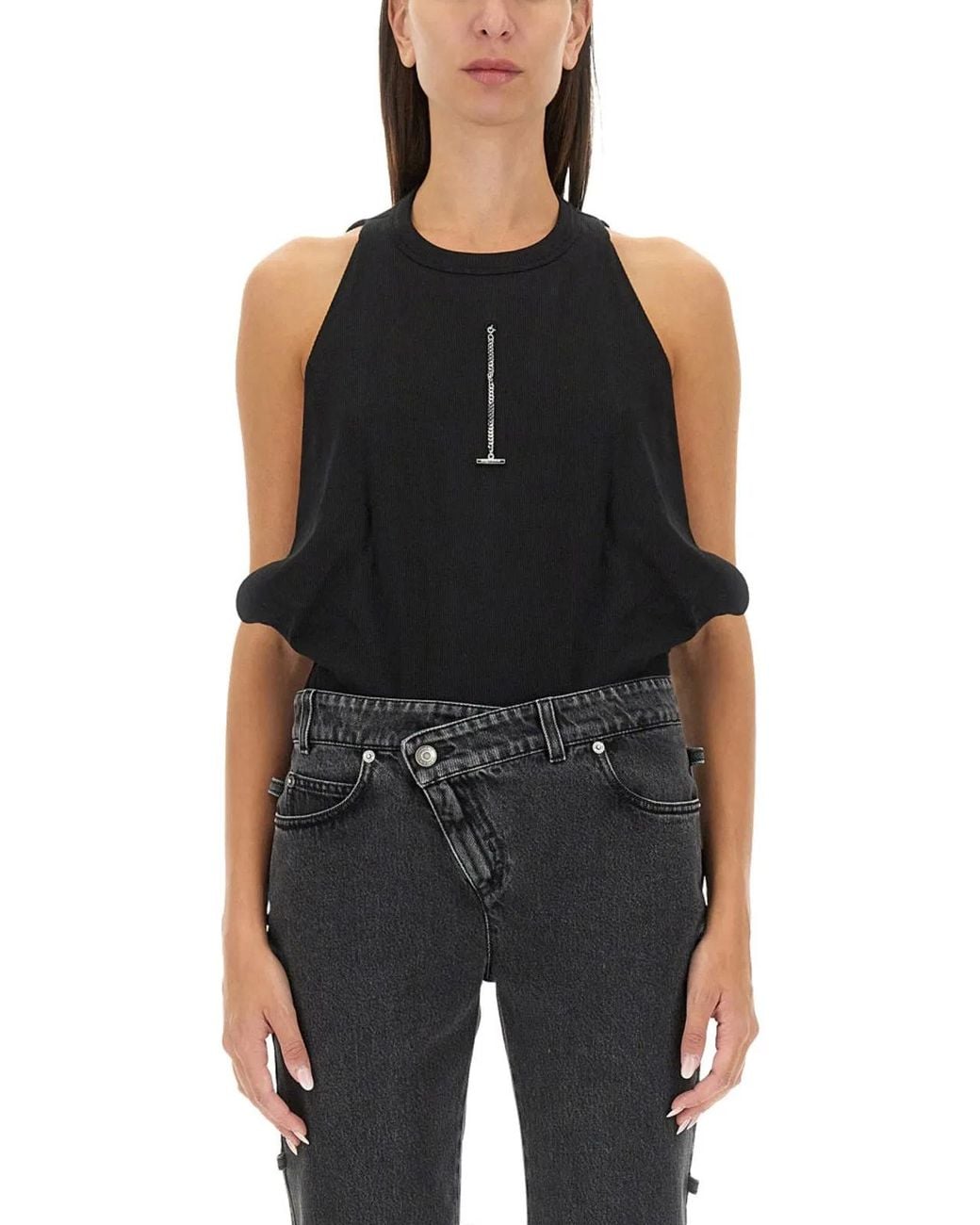 McQueen Black Ribbed Tank Top