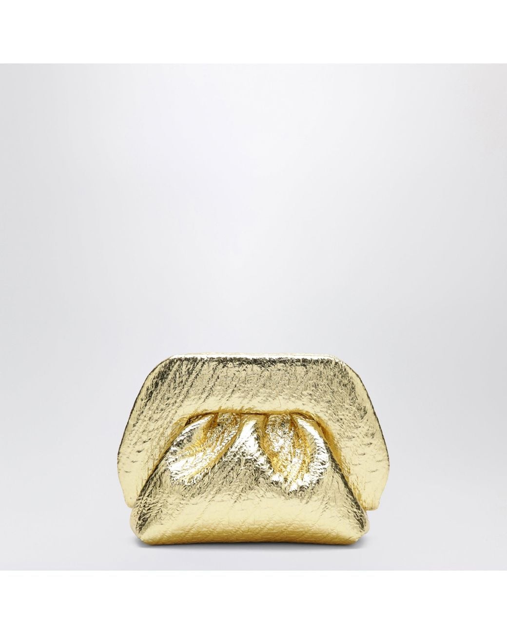 THEMOIRÈ Mini Metallic Faux Leather Ruched Bios Pouch Clutch