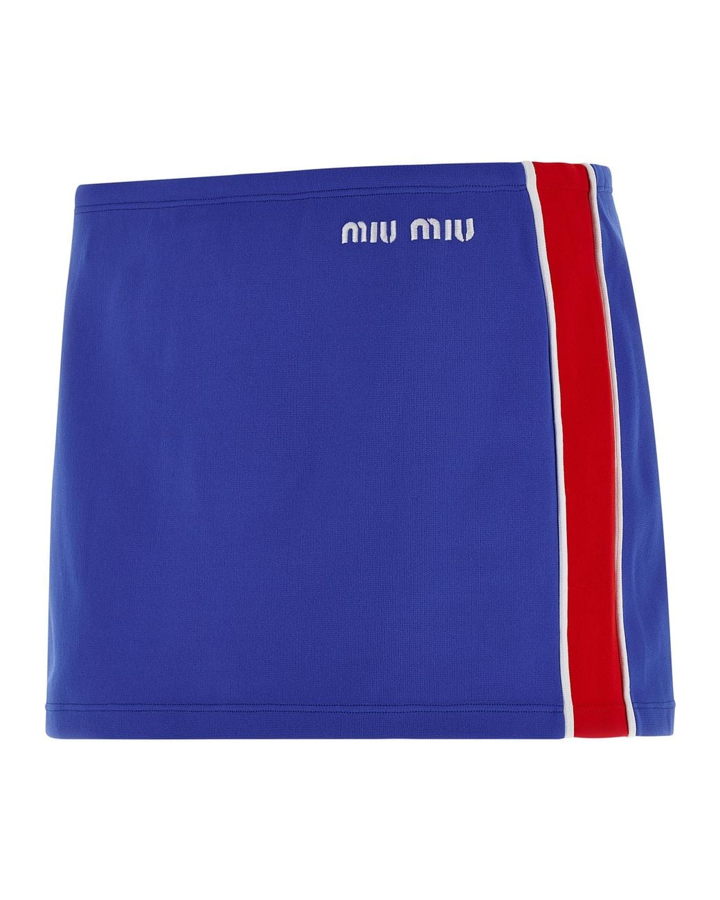Miu Miu Blue Logo Embroidery Skirt