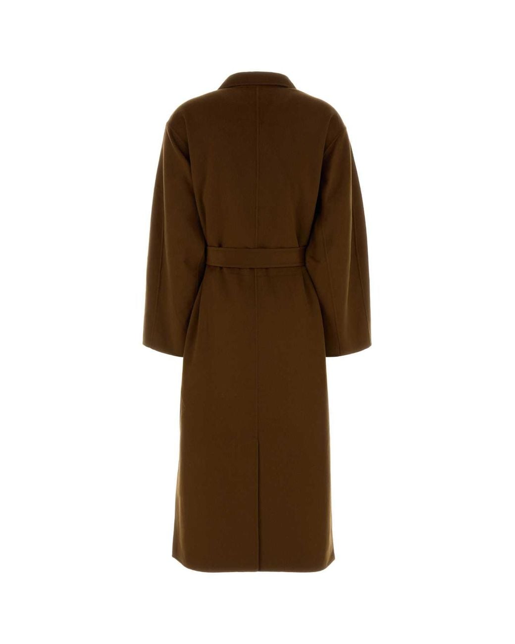 LeKasha Brown Double Face Cashmere Coat With Belt