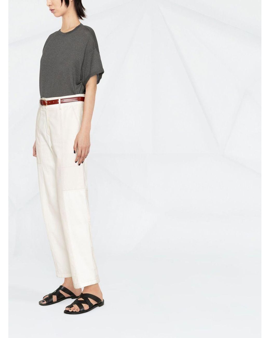 Brunello Cucinelli Gray Cashmere Glitter T-Shirt