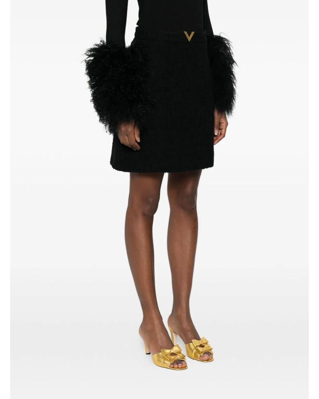 Valentino Black Vlogo Signature Wool Skirt