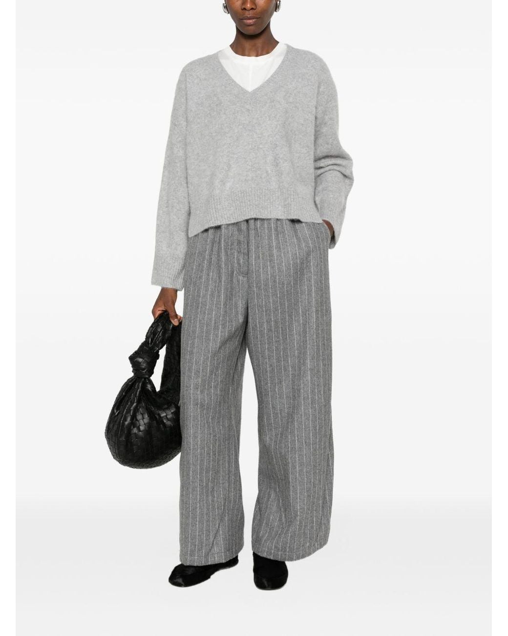 C.t. Plage Gray Wool V-Necked Jumper