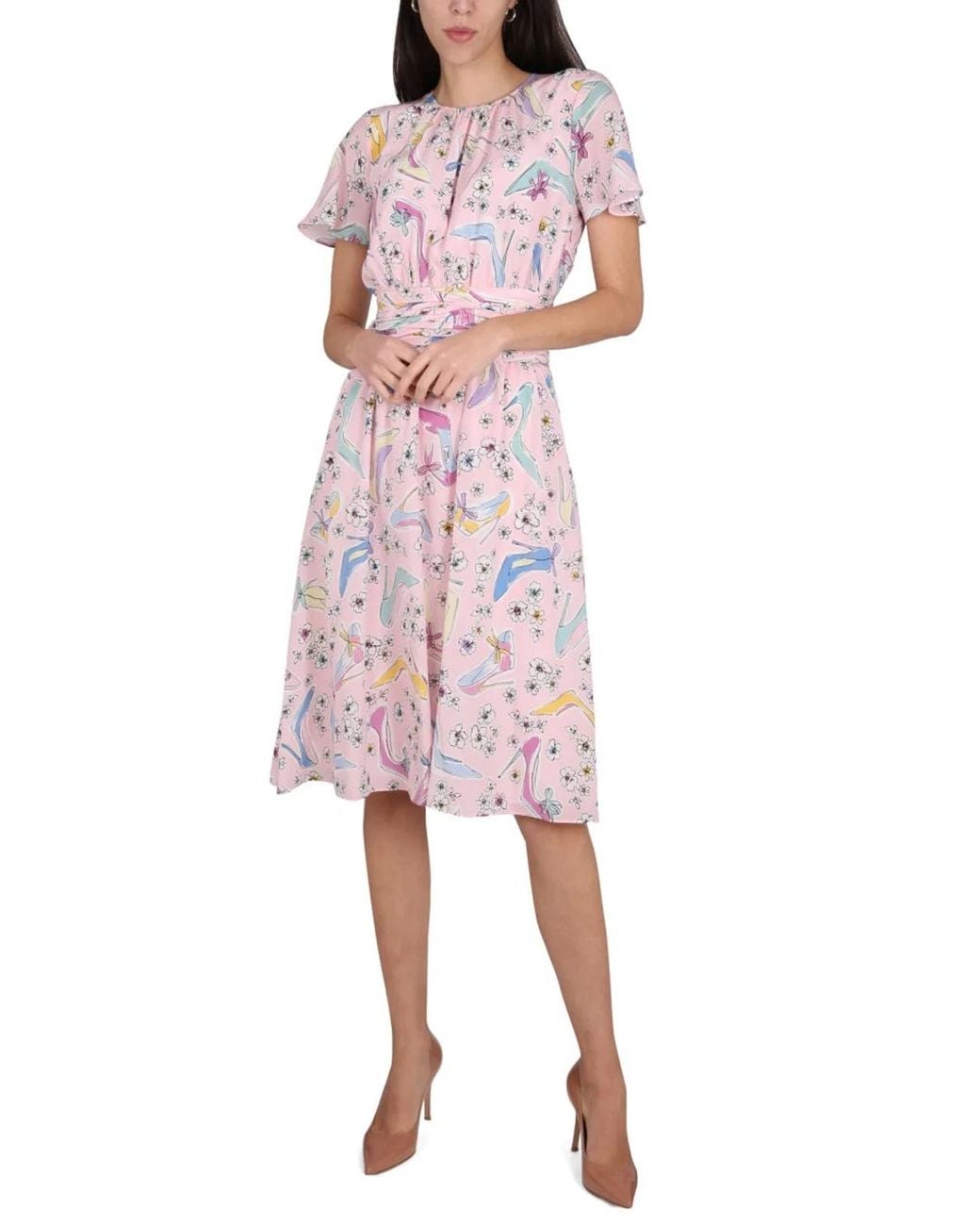 Boutique Moschino Pink Heels And Flowers Dress