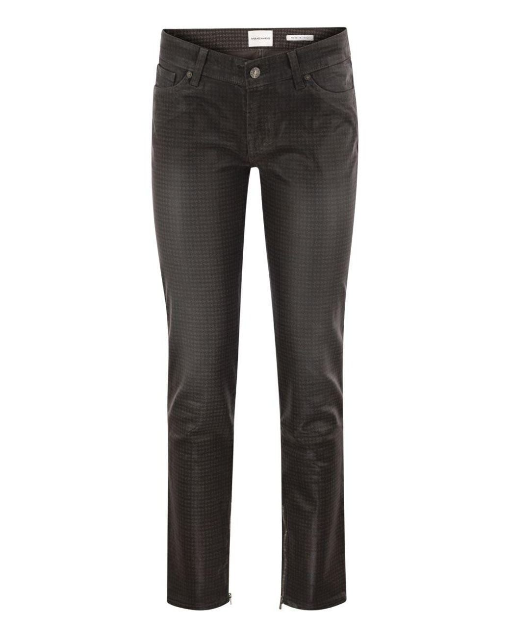 7 For All Mankind Black Slim Houndstooth Trousers