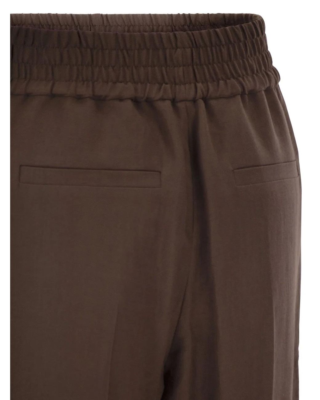 Brunello Cucinelli Brown Baggy Pull-Up Trousers