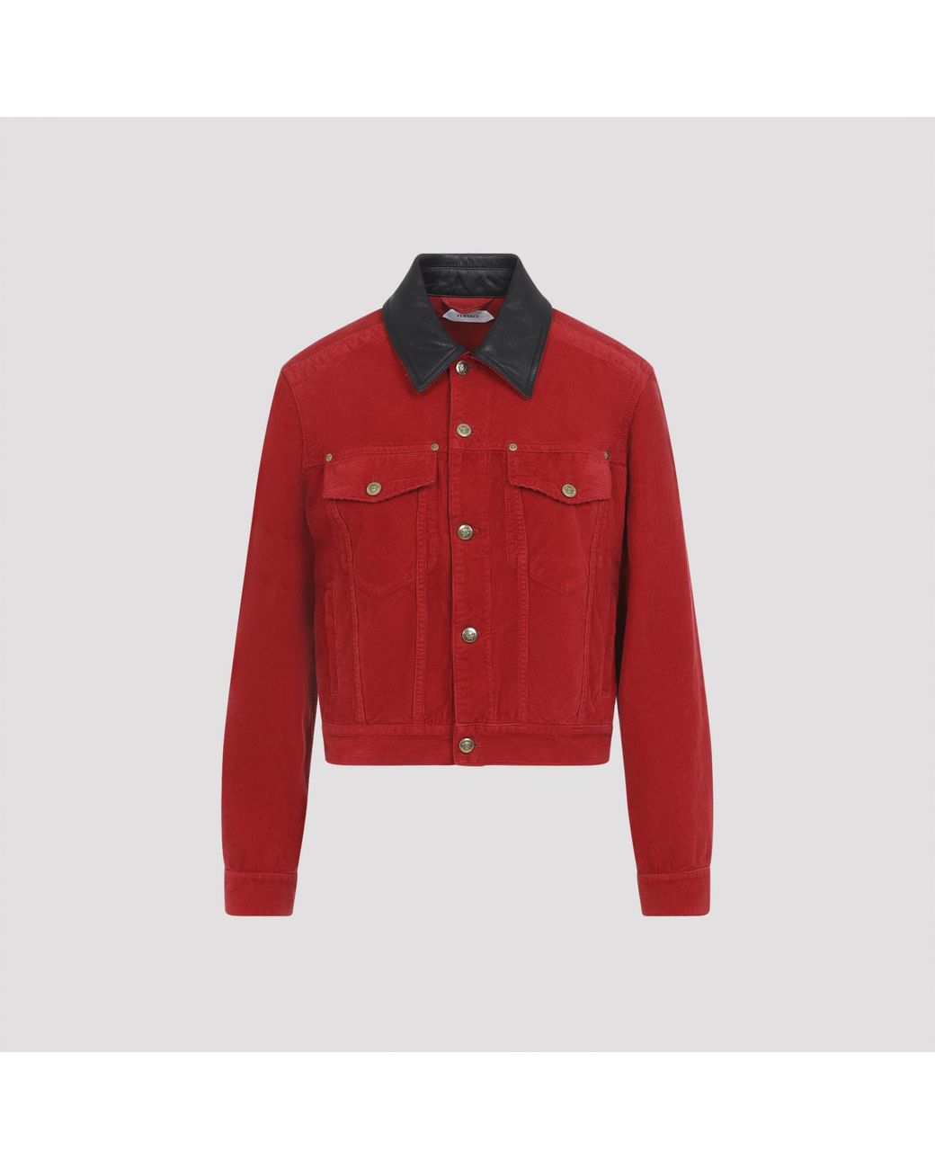 Versace Red Denim Garment-Dyed Jacket