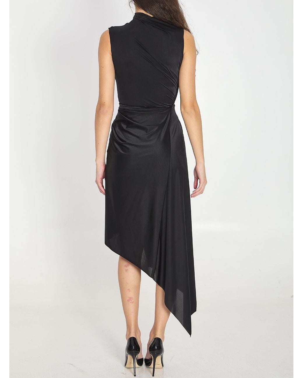 Balenciaga Black Draped Midi Dress