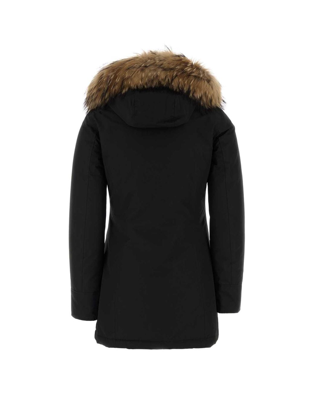 Woolrich Black Arctic Raccoon Parka Jacket For
