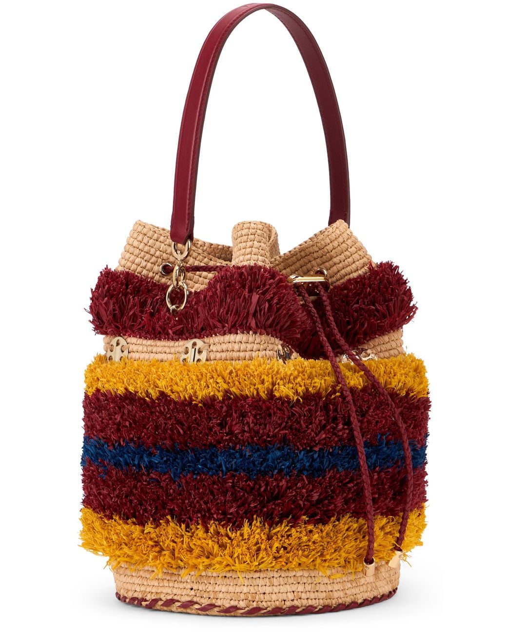 Rabanne Red Bucket Bag Raffia
