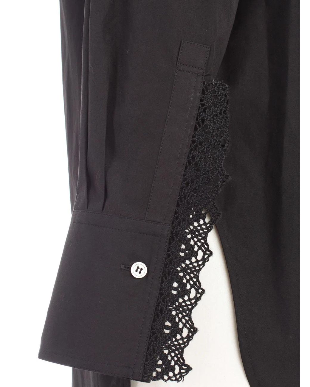 Y's Yohji Yamamoto Black Shirt L/S Collar Lace
