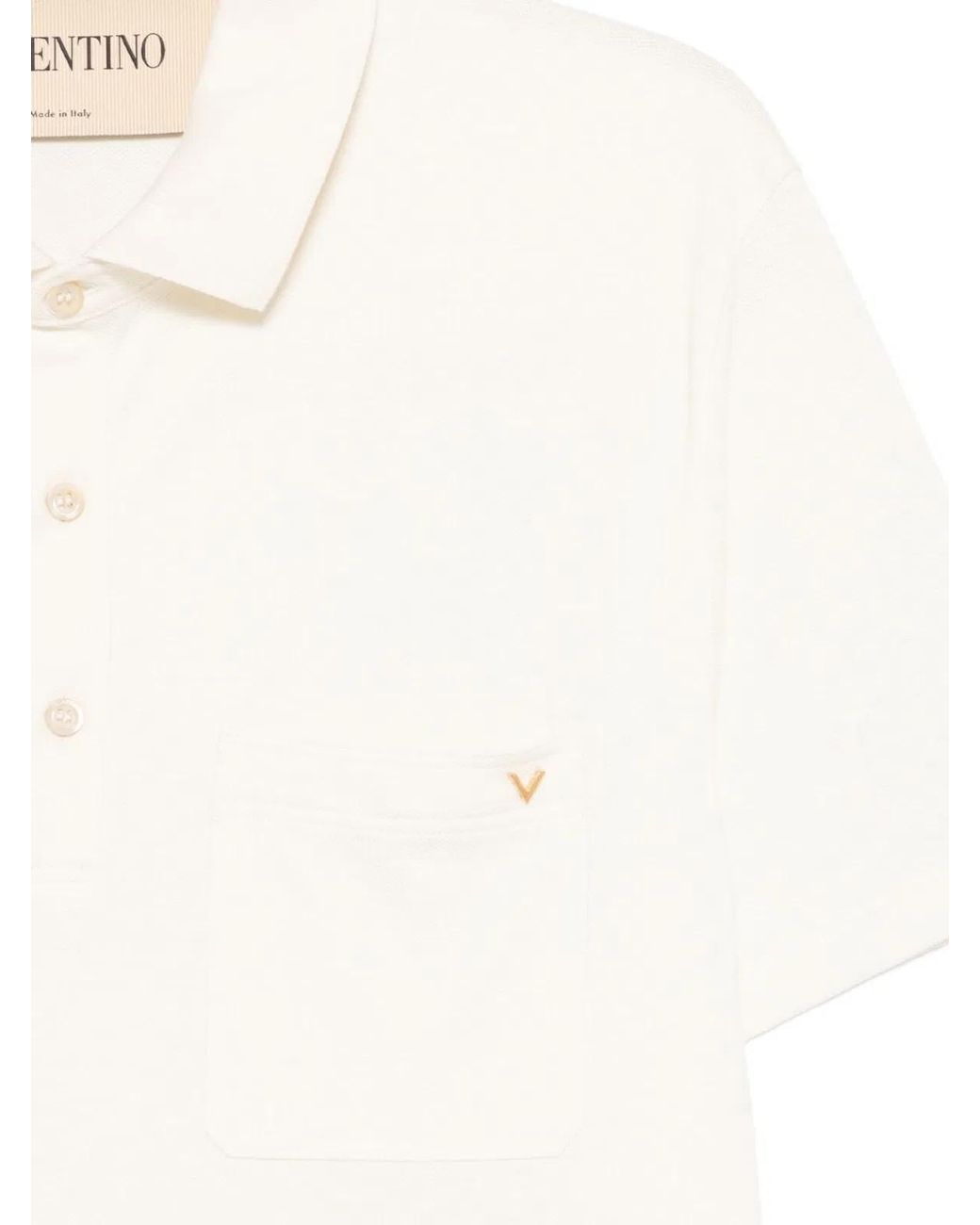 Valentino White Vgold Cotton Polo Shirt for men