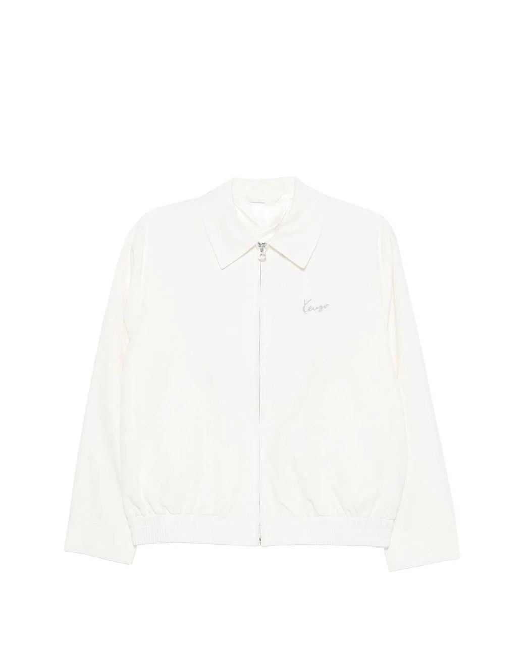 KENZO White Signature Embroidered Zip-Up Jacket