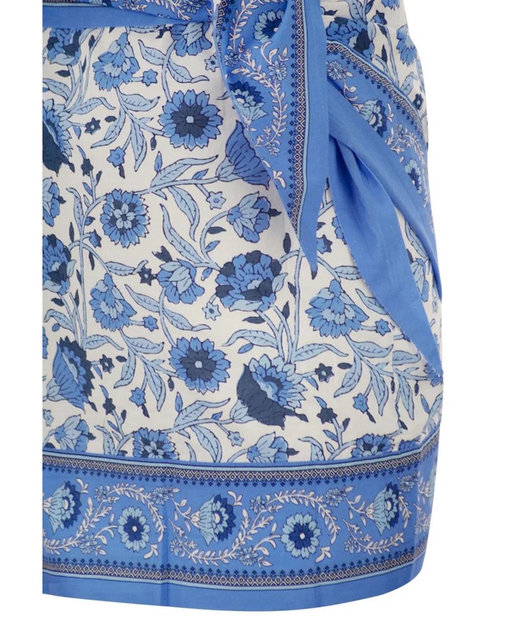 Mc2 Saint Barth Blue Floral Print Cotton Wrap Mini Skirt