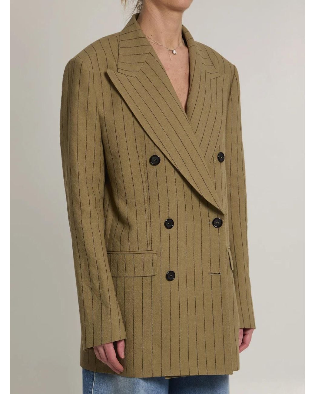 Dolce & Gabbana Green Dolce&Gabbana Double-Breasted Linen Jacket