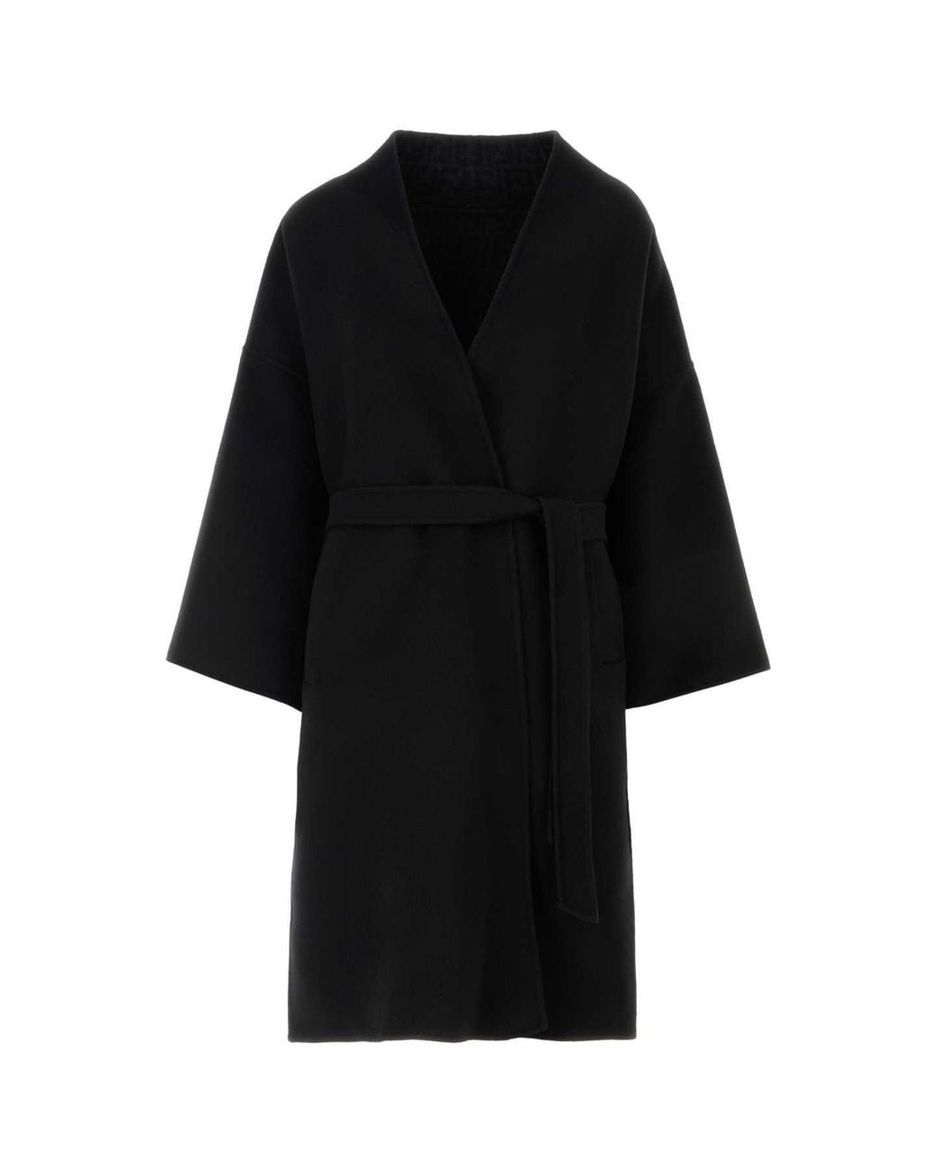 Fendi Black Coat Ff Double Wool