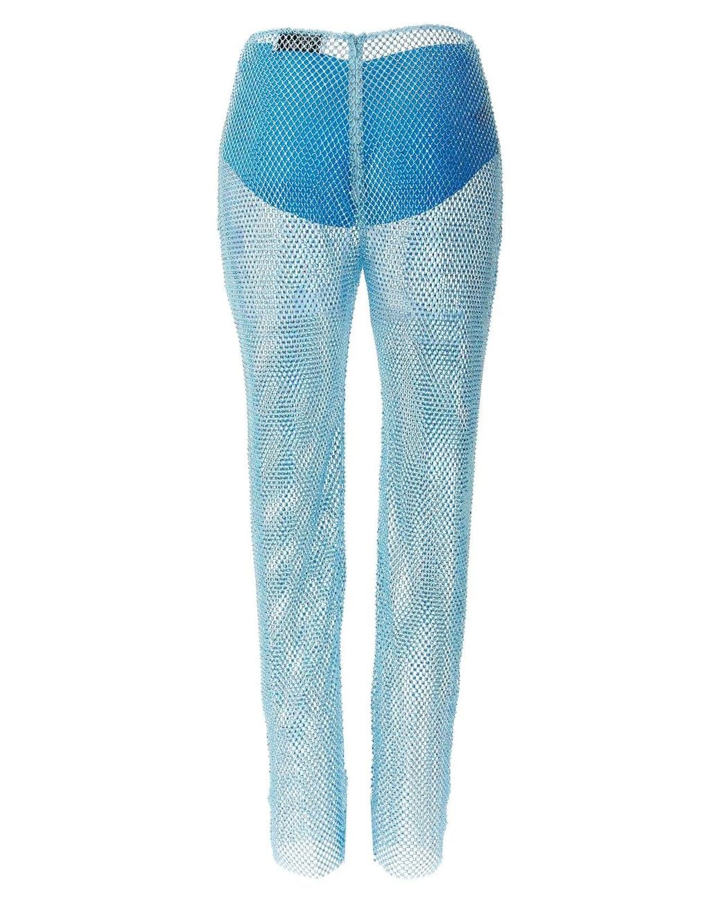 GIUSEPPE DI MORABITO Blue Sequin Mesh Pants