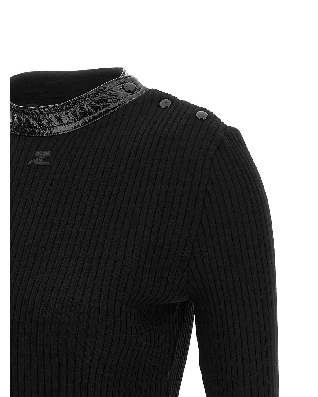 Courreges Black Vinyl Collar Sweater