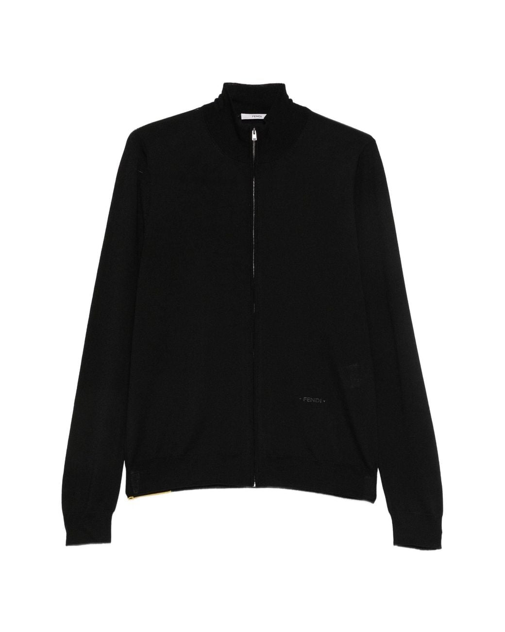 Fendi Black Cardigan Zip Basic Fine Merino for men