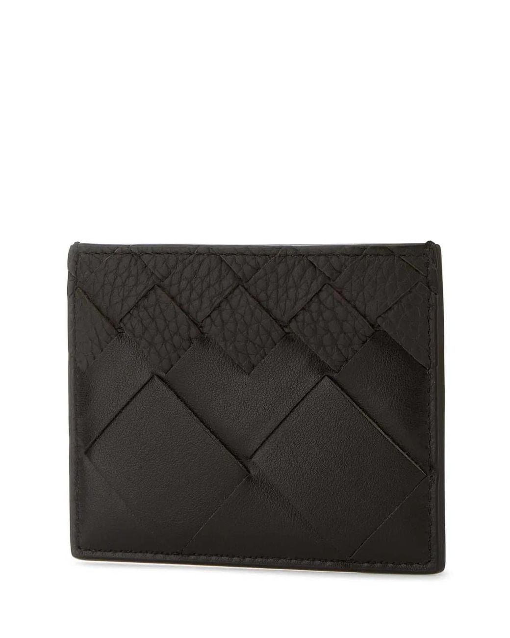Bottega Veneta Black Dark Leather Intrecciato Card Holder for men