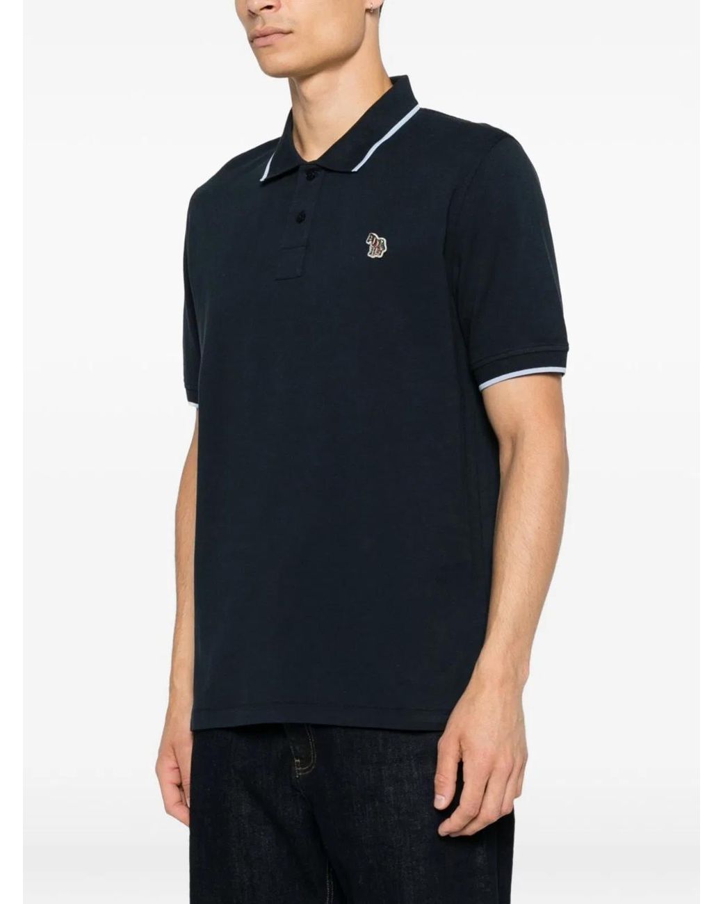 Paul Smith Blue Ps Paul Smith Zebra Logo Cotton Polo Shirt for men