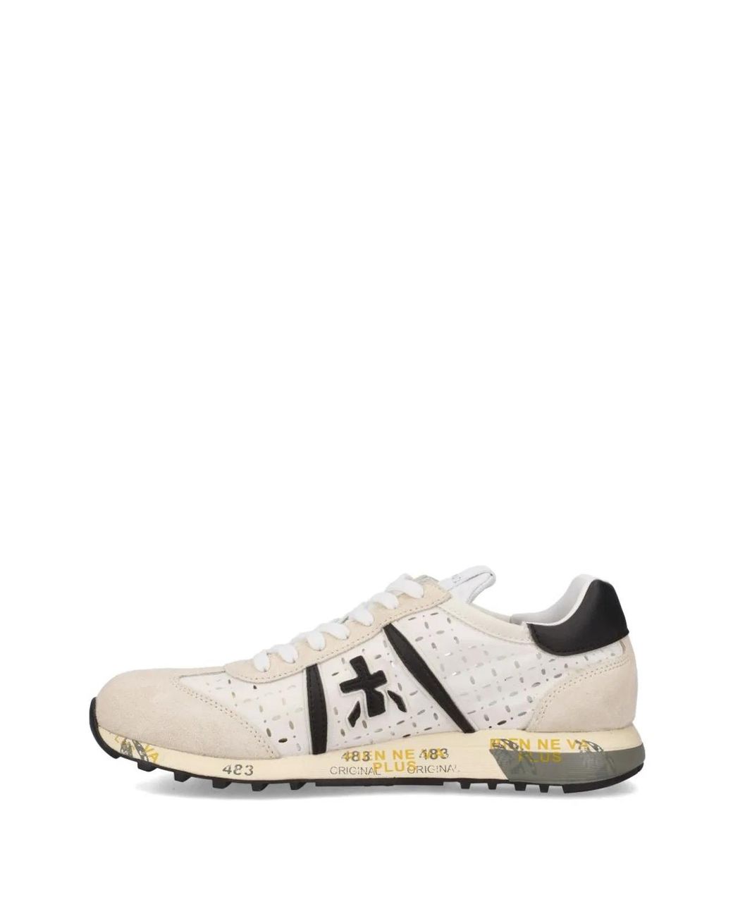Premiata White Light Perforated Flat Shoes