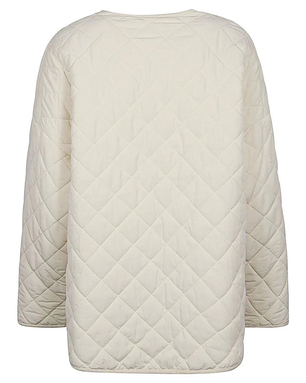 Sandbeige White Quilted Nylon Jacket