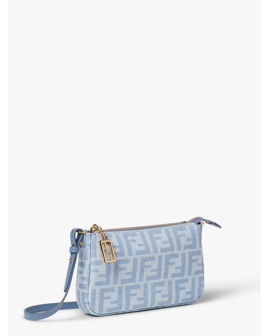 Fendi Blue Pouch Tube Con Catena